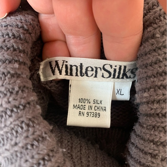 Vintage Winter Silks Silk Knit Turtleneck Sweater sz XL PW14 - Picture 5 of 5